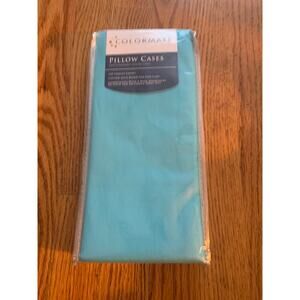 SEARS COLORMATE 2 Standard Pillowcases 250 Thread Ct Turquois Cotton Blend